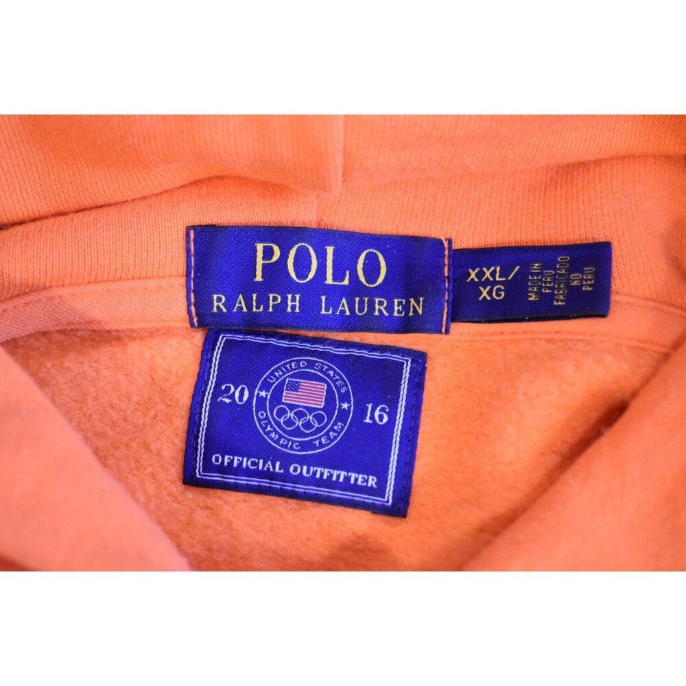 Polo Ralph Lauren Mens 2XL Orange United States Olympic Team Hoodie 2016 - Picture 7 of 10